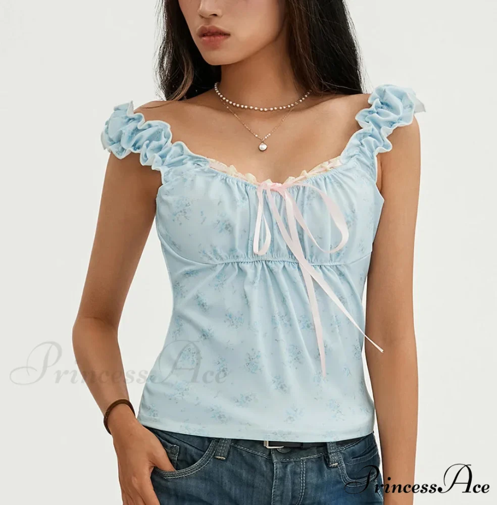 Flower Lace Patchwork Sleeveless Fitted Club Crop Vest - Image 6