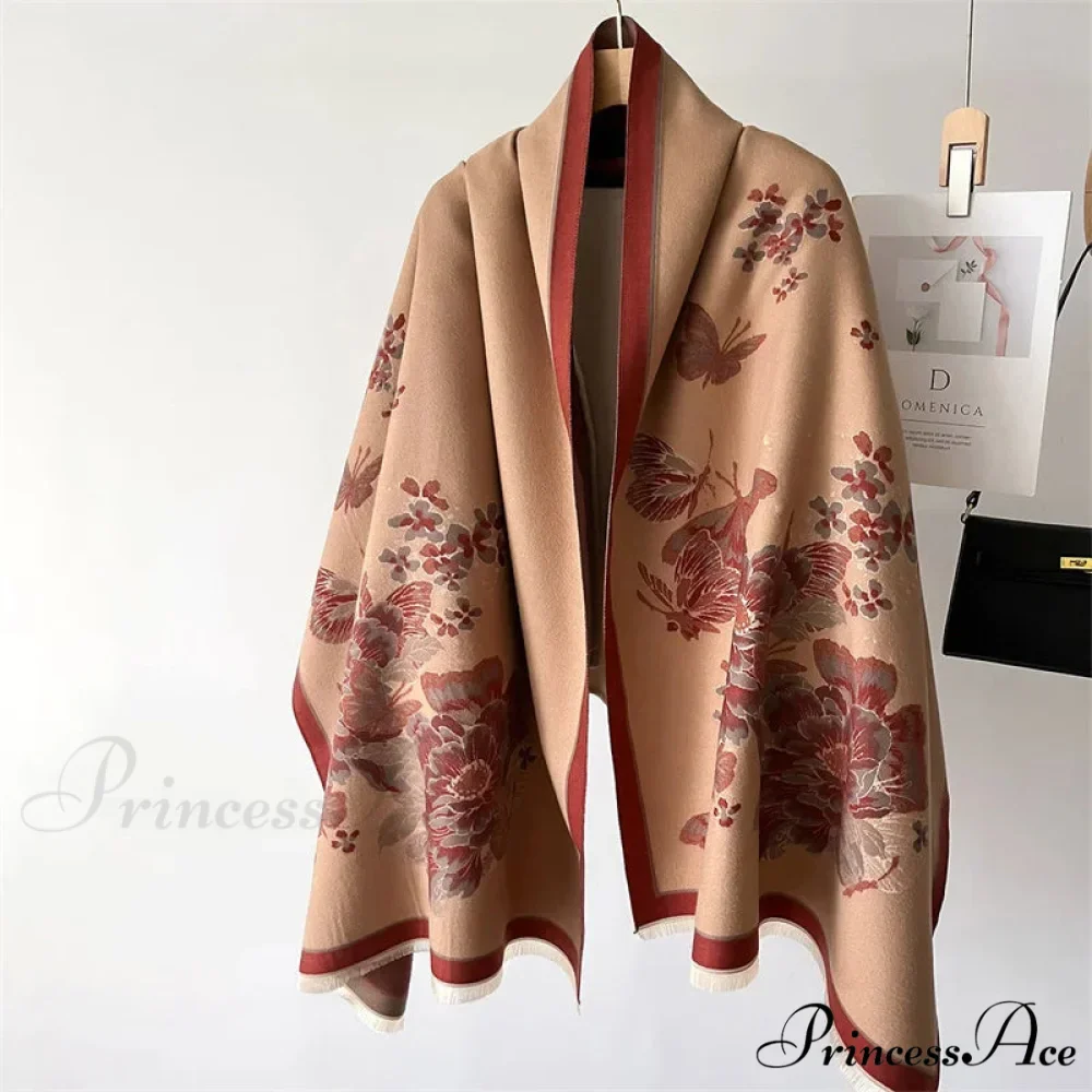 Flower Pattern Cozy Cashmere Winter Scarf - Image 4