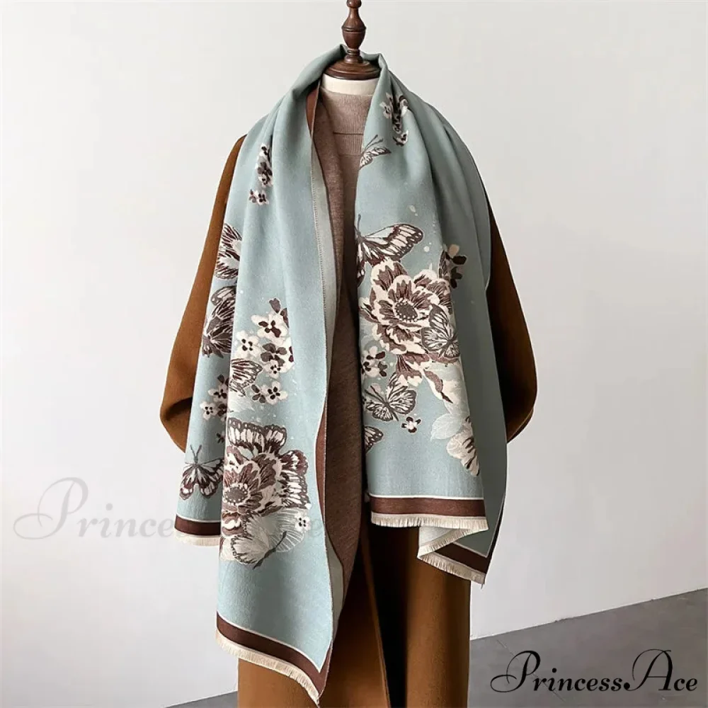 Flower Pattern Cozy Cashmere Winter Scarf - Image 6