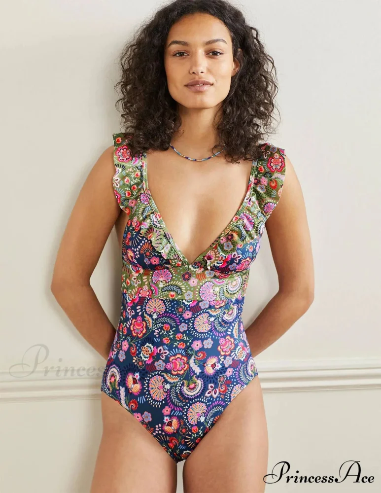 Flower Pattern Designer Bikini Set Cover-up Single Piece - Image 2