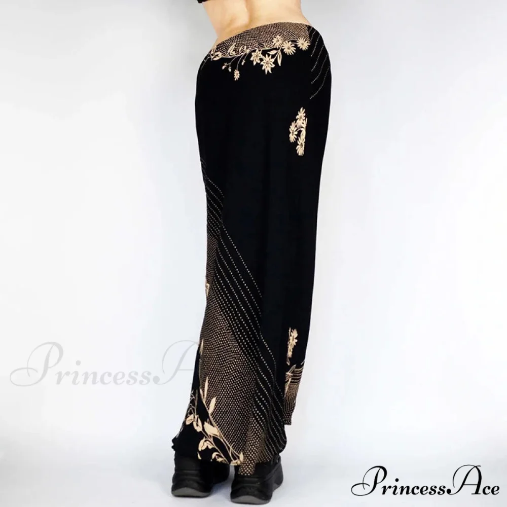 Flower Pattern Extended Vintage Shortened Decline Straight Medium Skirt - Image 4