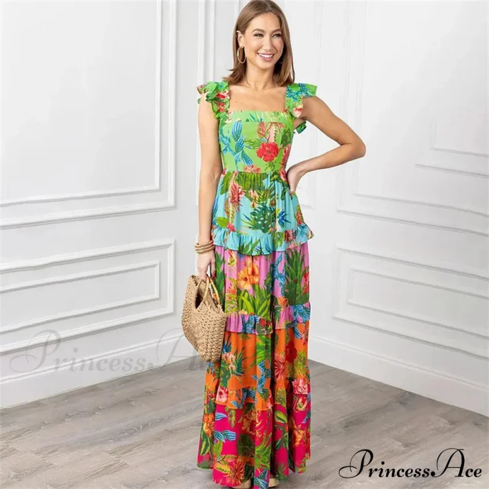 Flower Pattern Frill One Piece Swimsuit - Image 2