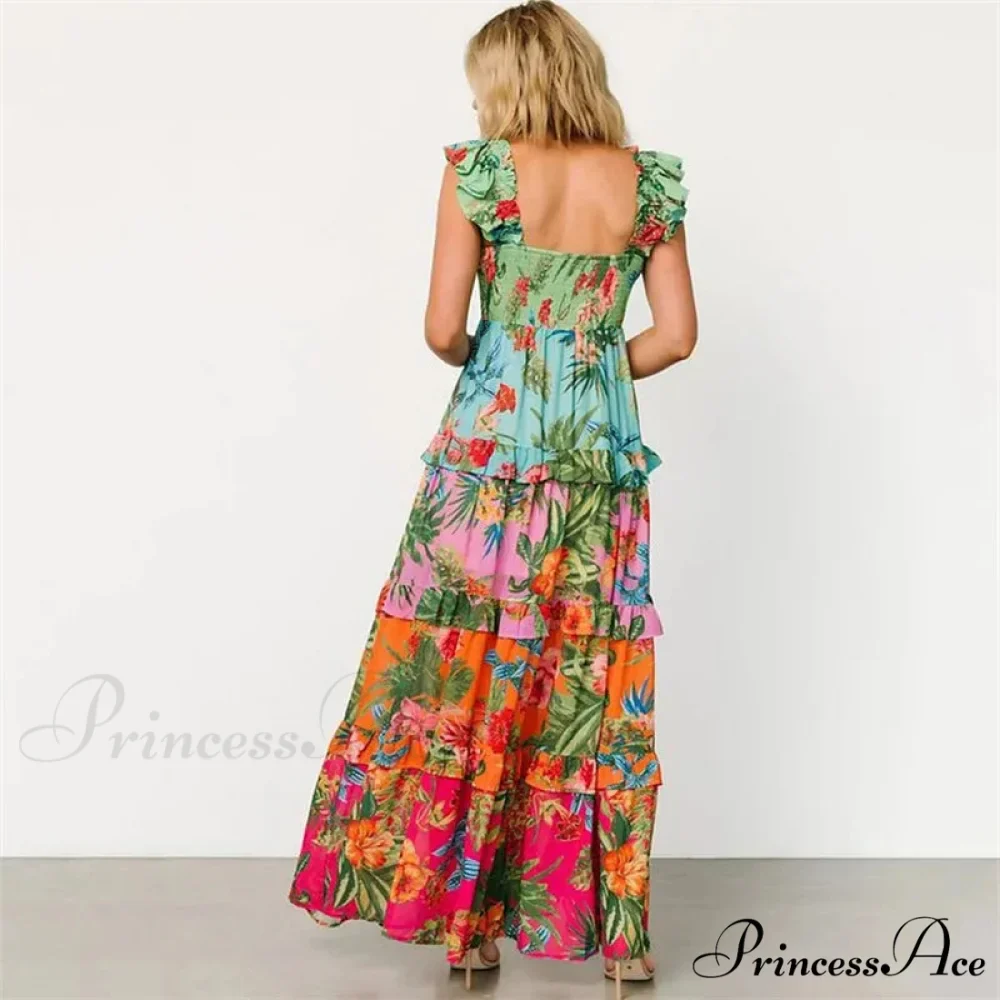 Flower Pattern Frill One Piece Swimsuit - Image 3