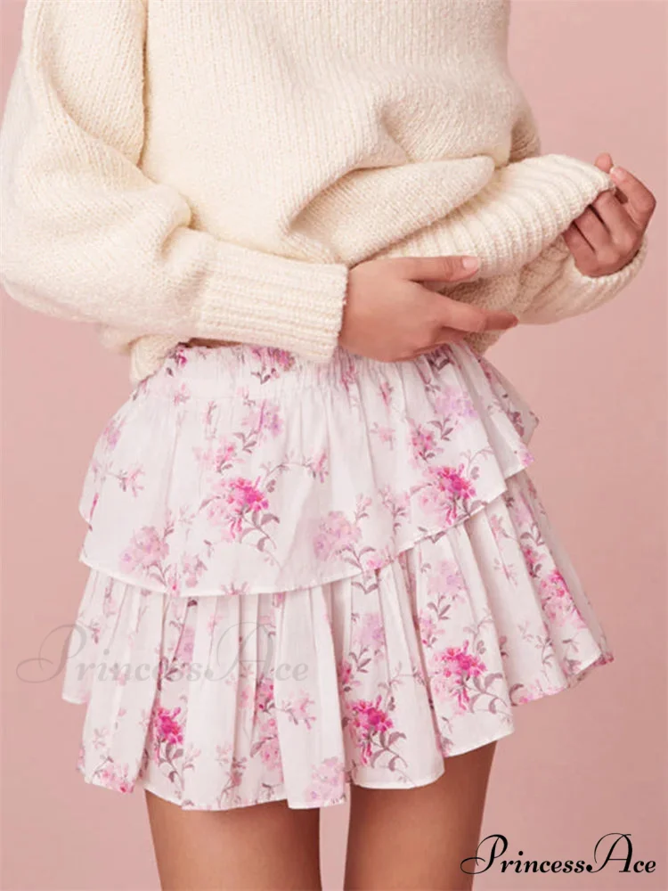 Flower Pattern Layered Frill Skirt - Image 2