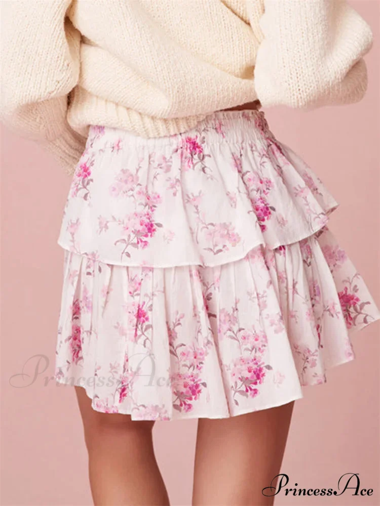 Flower Pattern Layered Frill Skirt - Image 4