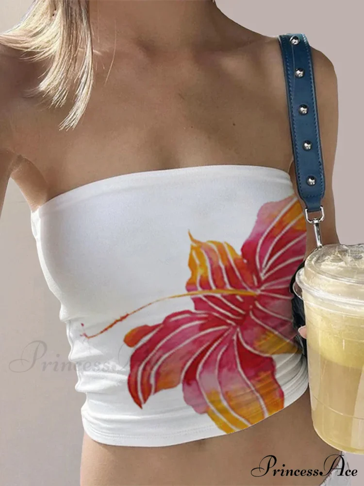 Flower Pattern Open-Back Sleeveless Cropped Bandeau Top - Image 6