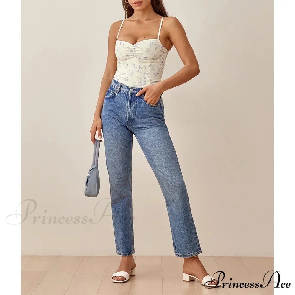 Flower Pattern Sweetheart Neck Gathered Spaghetti Strap Camisole - Image 3