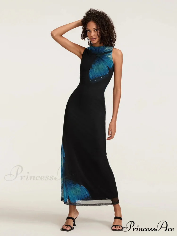 Flower Sleeveless Bodycon Back Hollowed Lacing Tank Celebration Flower Dress - Image 4