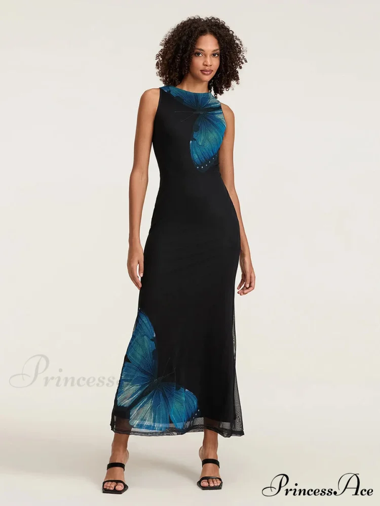 Flower Sleeveless Bodycon Back Hollowed Lacing Tank Celebration Flower Dress - Image 5