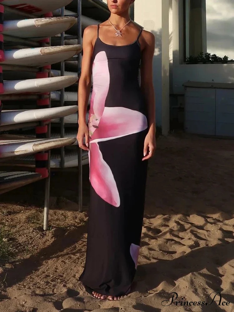 Flower Slip Thin Strap Open-Back Bohemian Sun Dress - Image 2