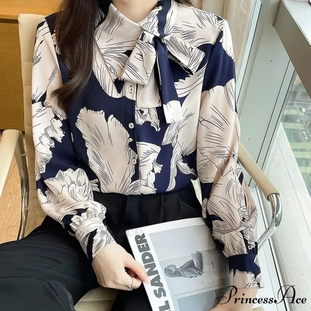 Flowy Blossom Button Up Long Sleeve Blouse - Image 2