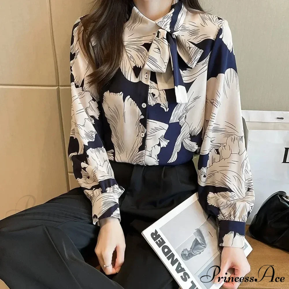 Flowy Blossom Button Up Long Sleeve Blouse - Image 4
