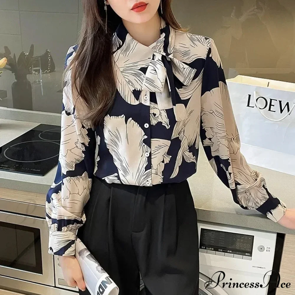 Flowy Blossom Button Up Long Sleeve Blouse - Image 5