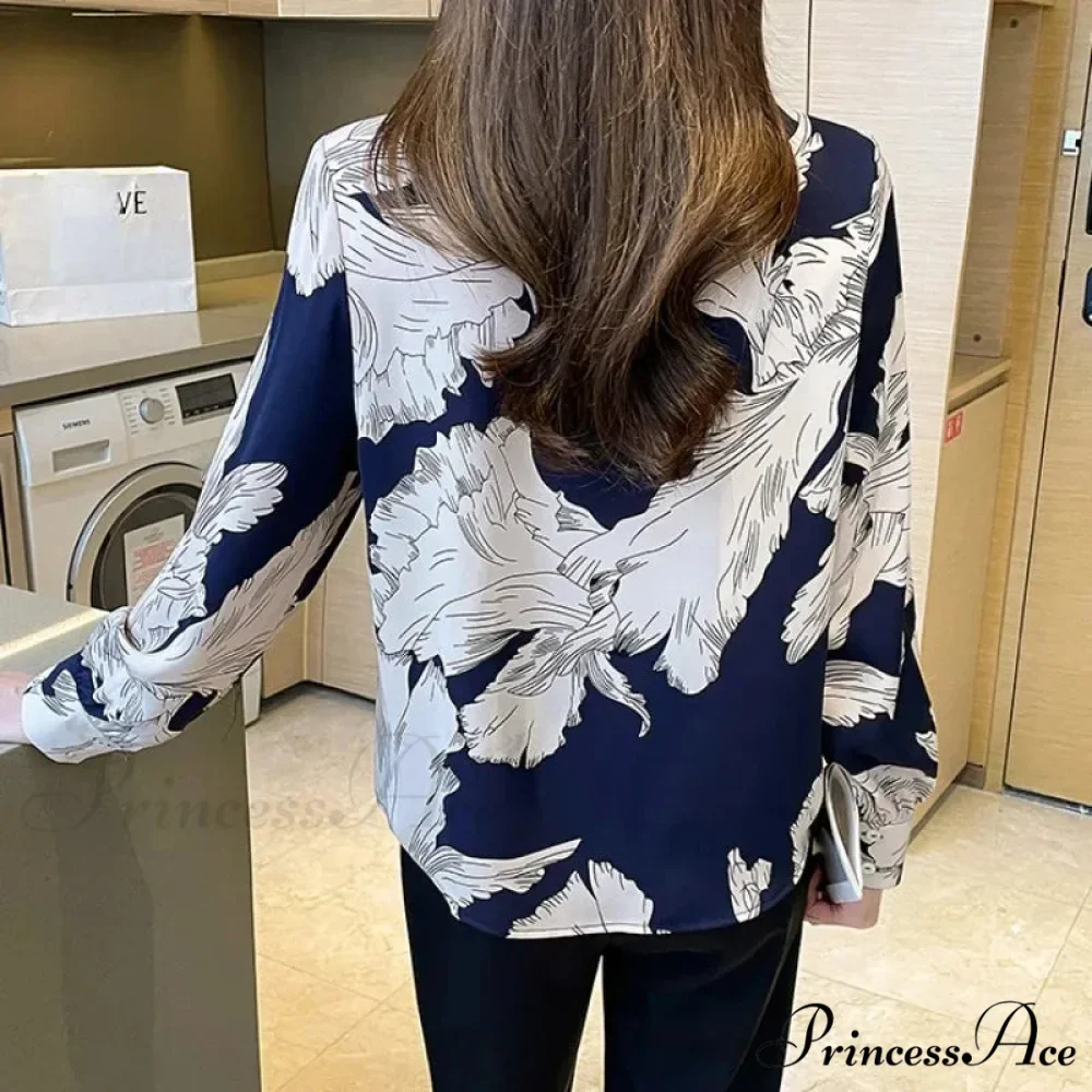 Flowy Blossom Button Up Long Sleeve Blouse - Image 6