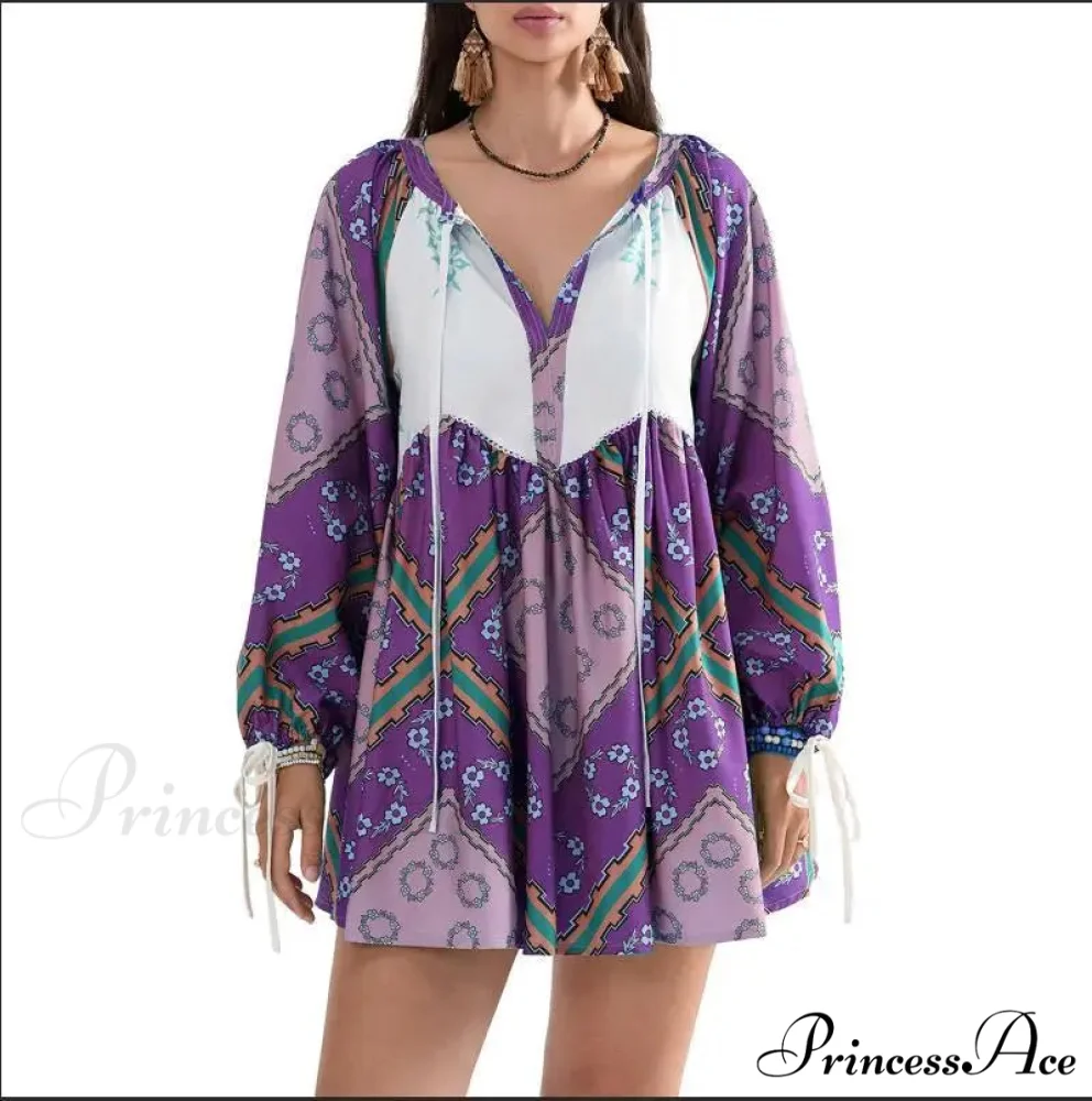Flowy Flower Bohemian Short Dress - Image 10