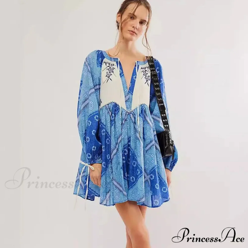 Flowy Flower Bohemian Short Dress - Image 4