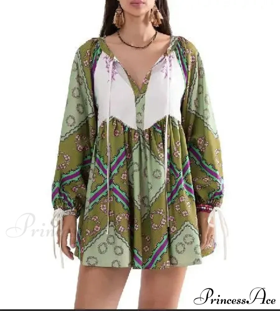 Flowy Flower Bohemian Short Dress - Image 8