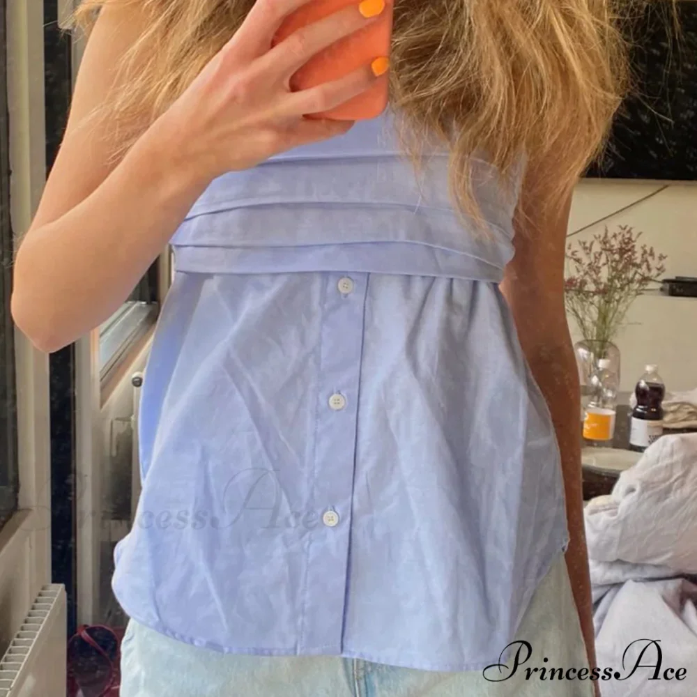 Folded Bandeau Shirt Crop Top - Image 4