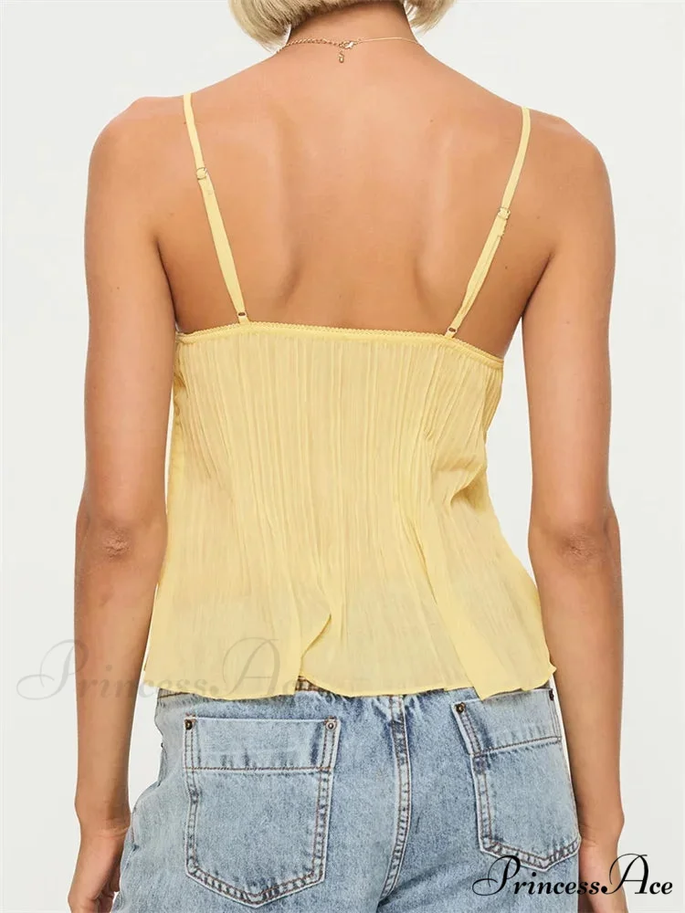 Folded Ribbon Lace Transparent Crop Top - Image 4