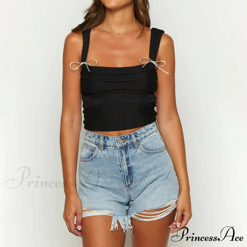 Folded Ribbon Square Crop Top - Image 2