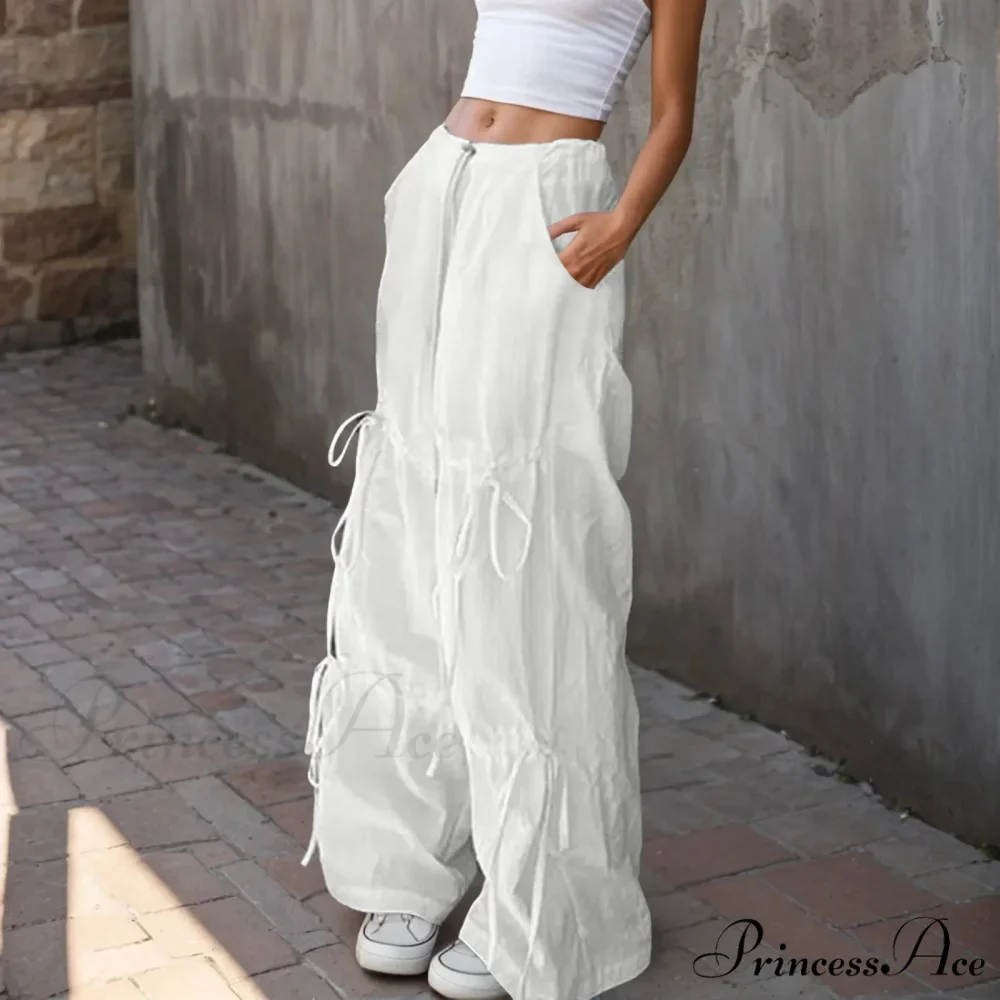 Folded Wide Leg Athletic Bow Tie Trousers - Image 3