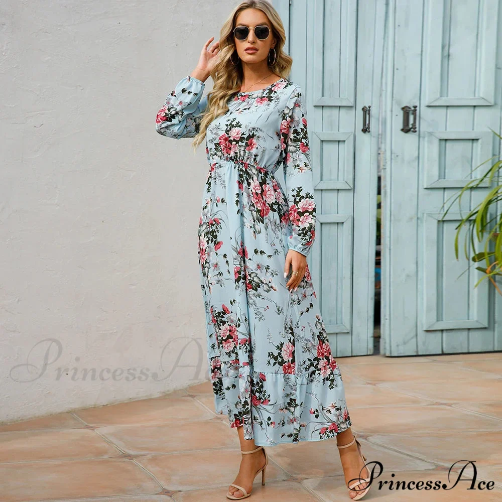 Free-spirited Women’s Chiffon Floral Maxi Dress - Image 2