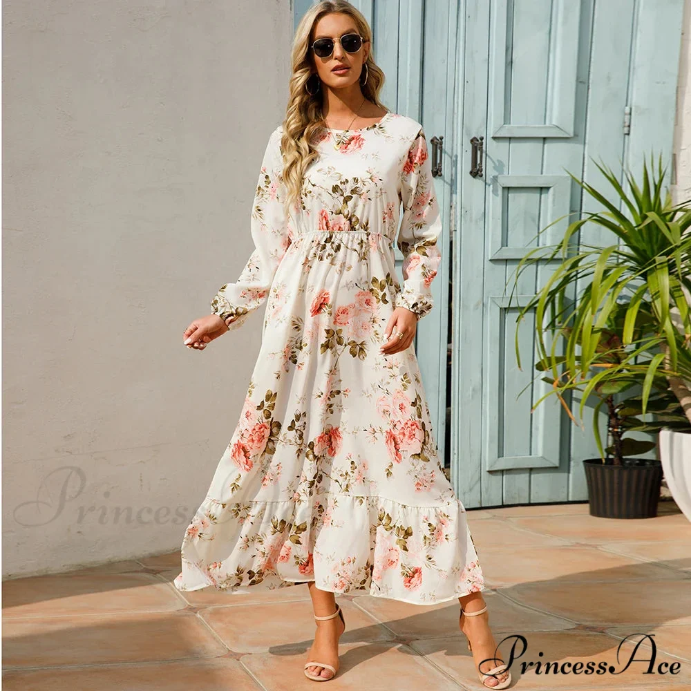 Free-spirited Women’s Chiffon Floral Maxi Dress - Image 3