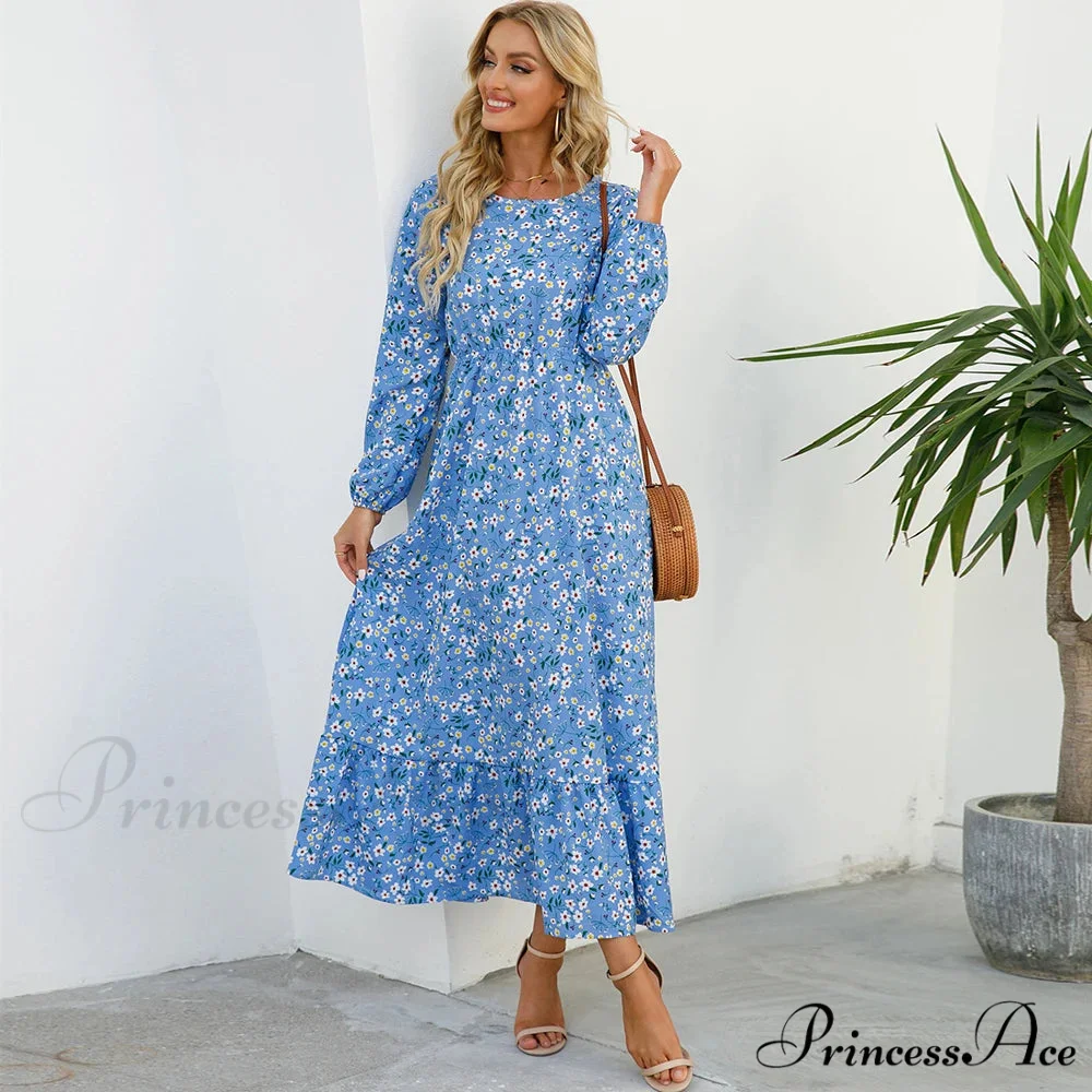 Free-spirited Women’s Chiffon Floral Maxi Dress - Image 4