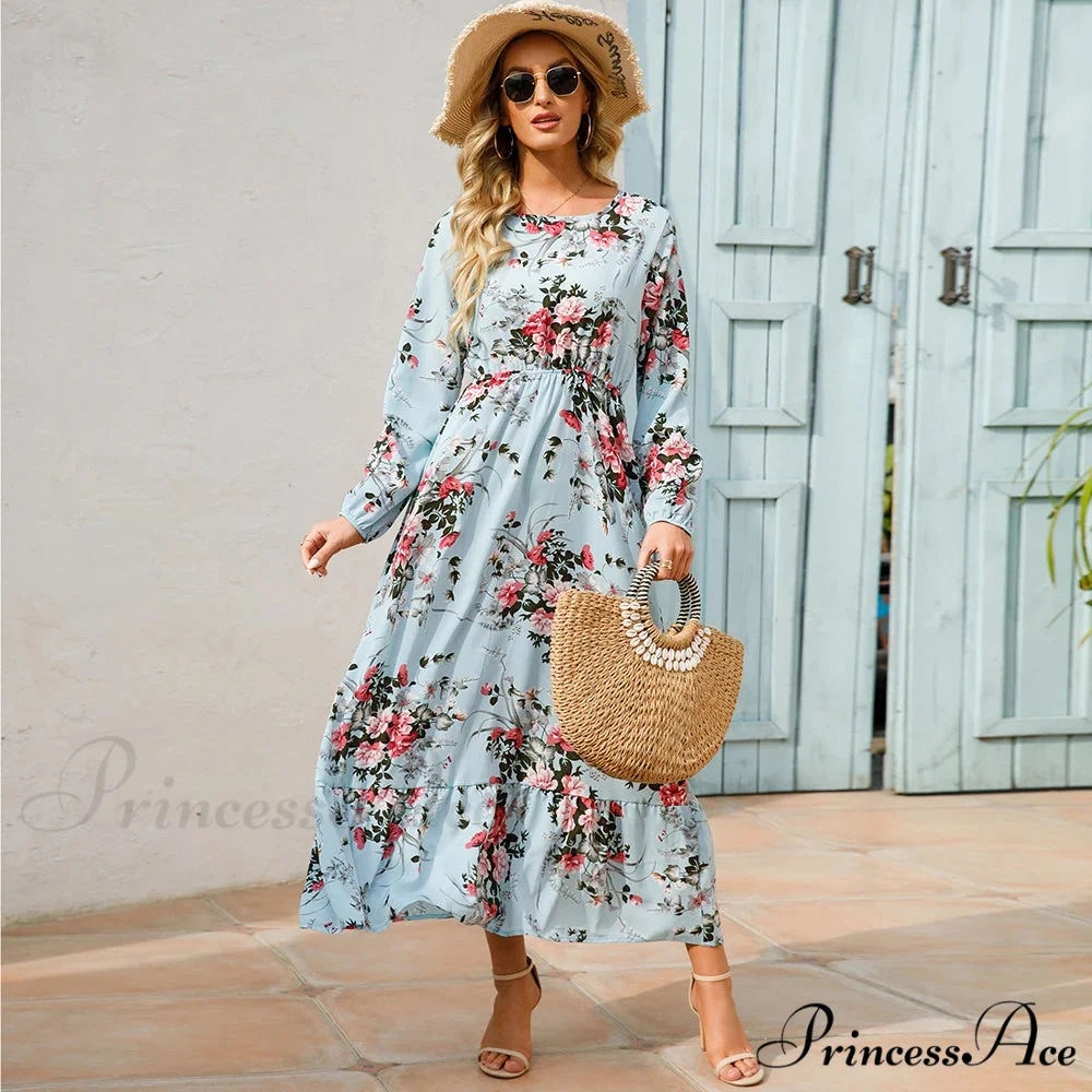 Free-spirited Women’s Chiffon Floral Maxi Dress - Image 8