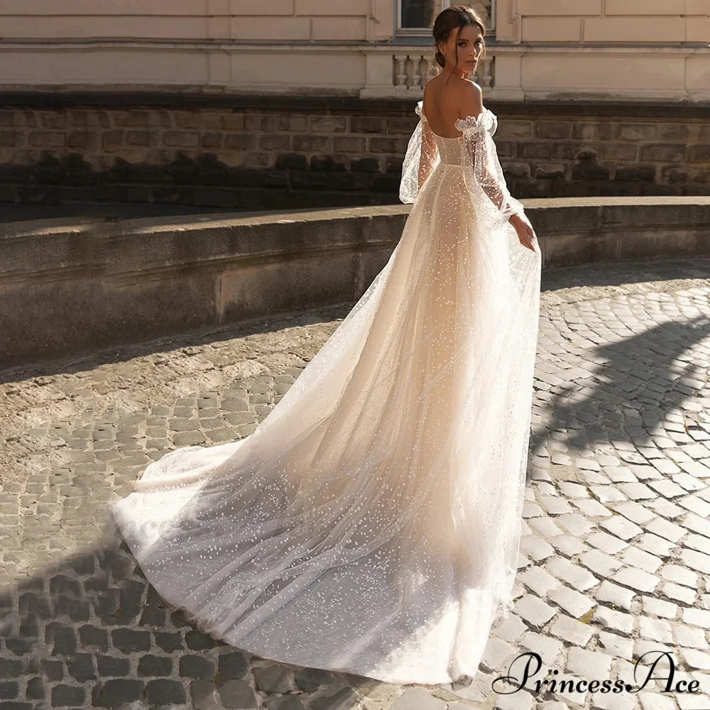 French Bandeau Transparent Tulle Wedding Gown - Image 3