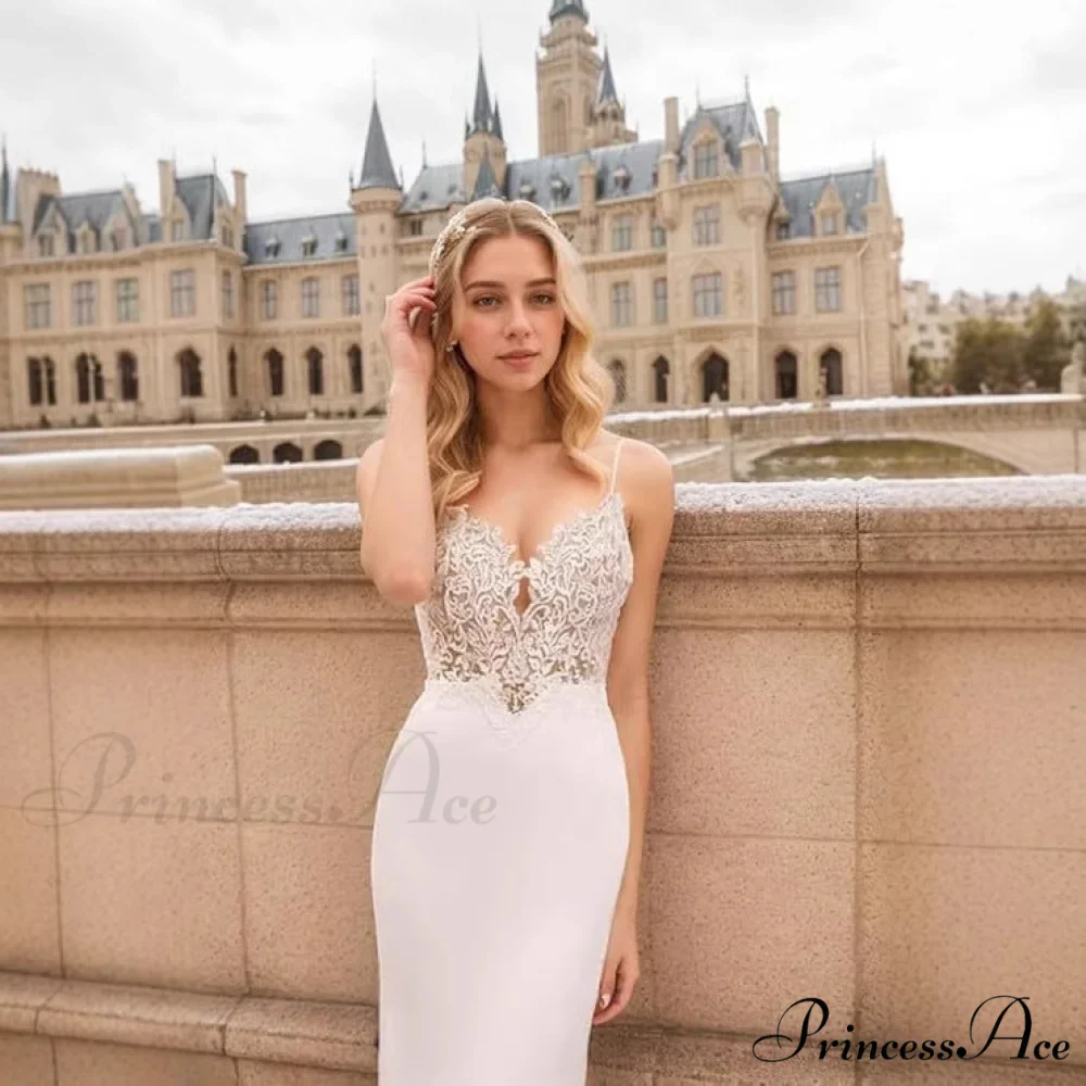 French Thin Strap Mermaid Bridal Gown - Image 2