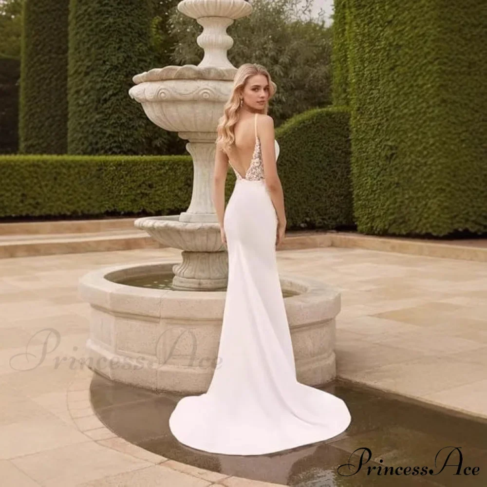 French Thin Strap Mermaid Bridal Gown - Image 3