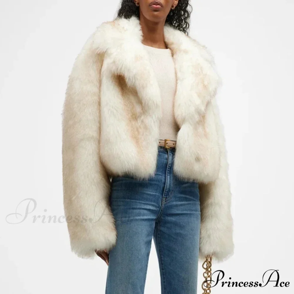 Fresh Green Gradient Cropped Fluffy Coat - Image 3