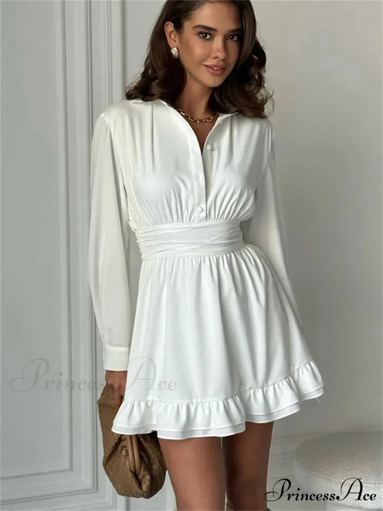 Frilled Bandage Lace-Up Mini Dress - Image 3