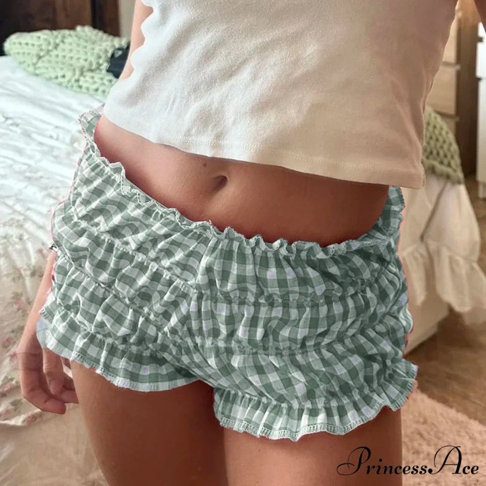 Frilled Checked Stretchy Waist Short - Image 3