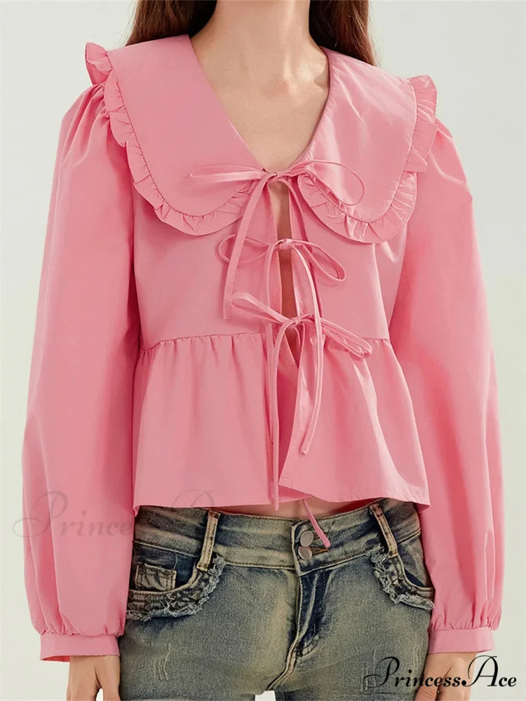 Frilled Declining Neck Fastened Blouse - Image 2