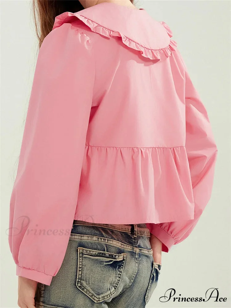 Frilled Declining Neck Fastened Blouse - Image 5