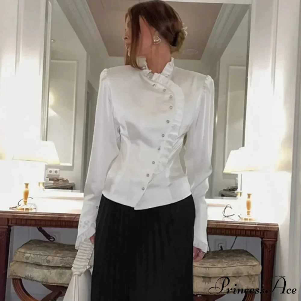 Frilled Ivory Extended Sleeve Top - Image 4