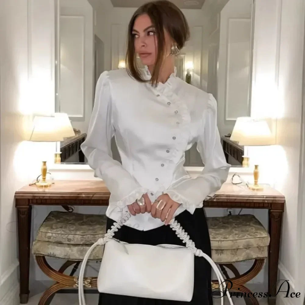 Frilled Ivory Extended Sleeve Top - Image 5
