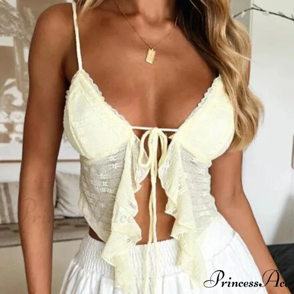 Frilled Lace Trim Short Top - Image 6