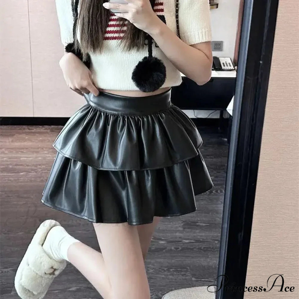 Frilled Leather Gothic Skirt - Image 7