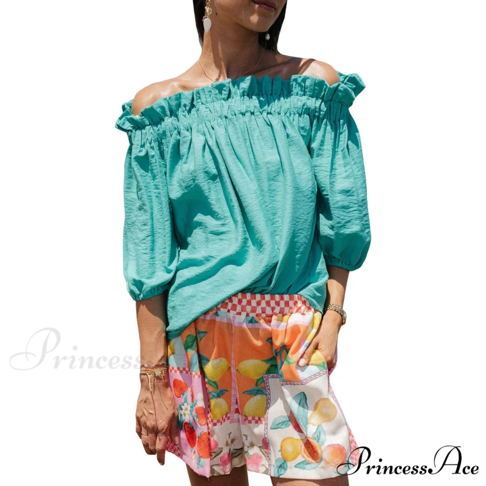 Frilled Off-Shoulder Monochrome Style Blouse - Image 7