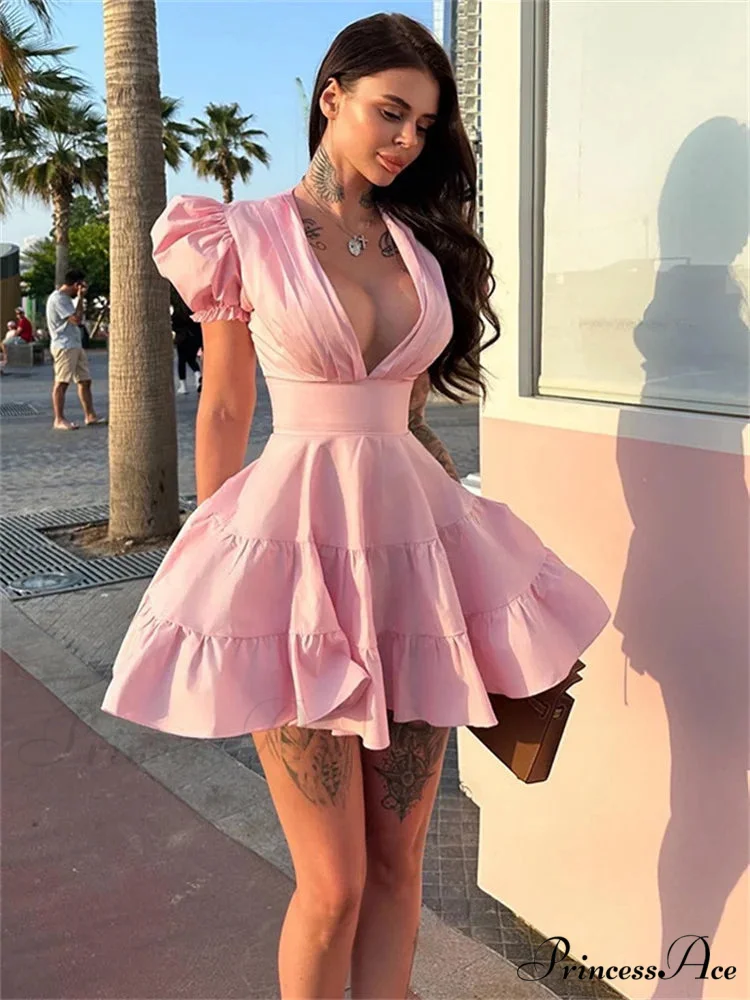 Frilled Tied-Up Sleek Mini Dress - Image 2