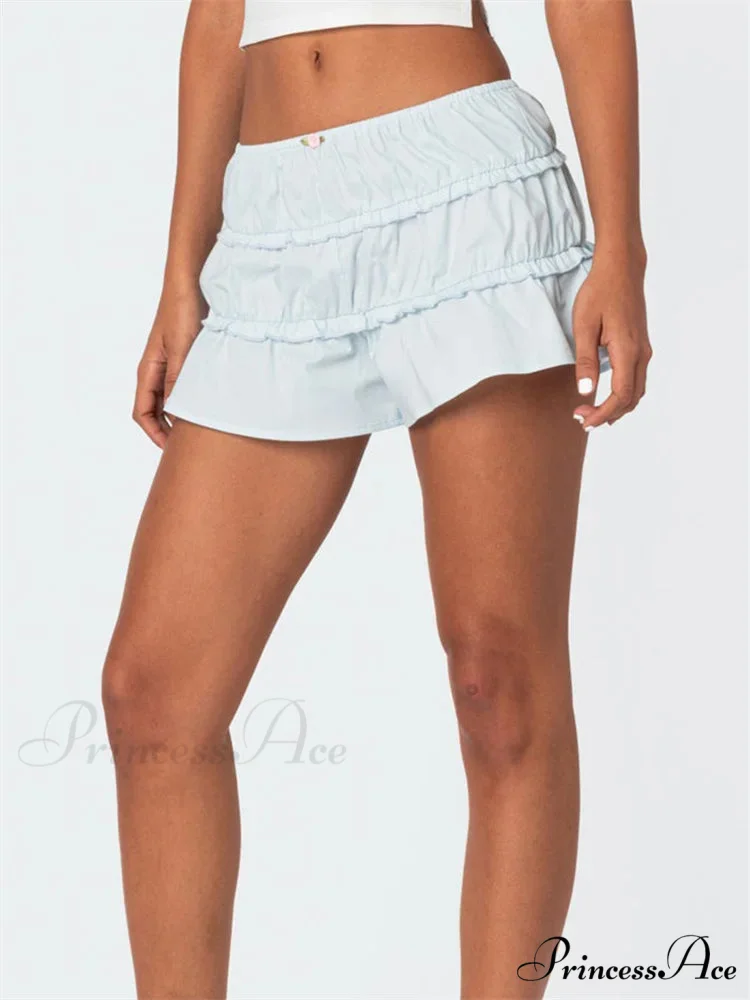 Frilled Unadorned Stretchy Waist Short - Image 2
