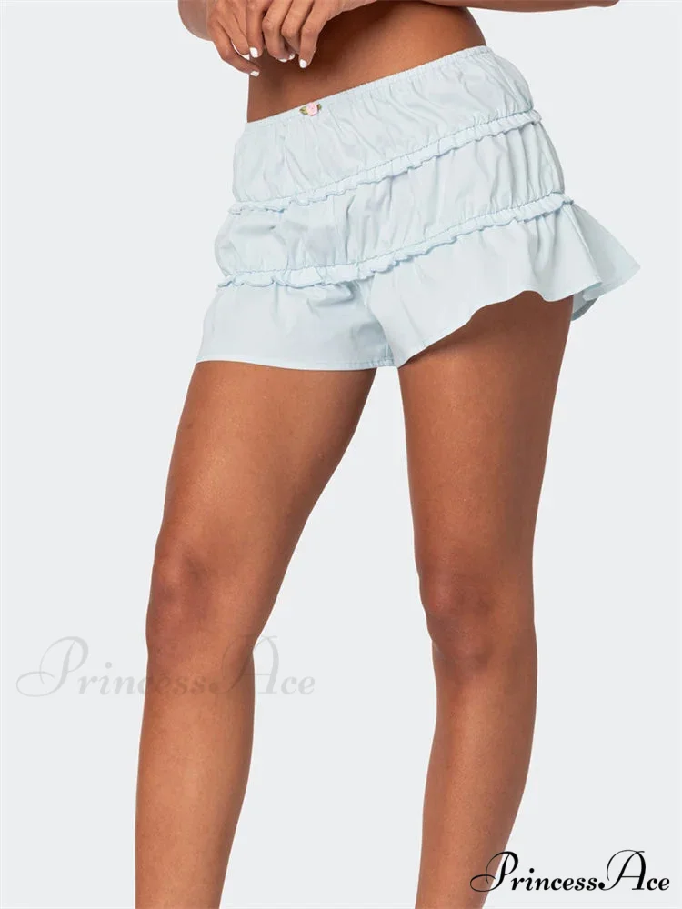 Frilled Unadorned Stretchy Waist Short - Image 3