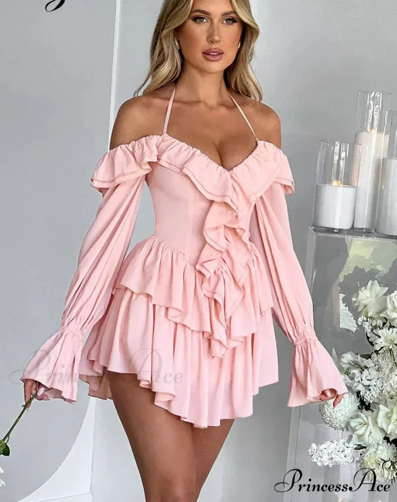 Frilly Flounce Sleeve Short Dress - Image 2