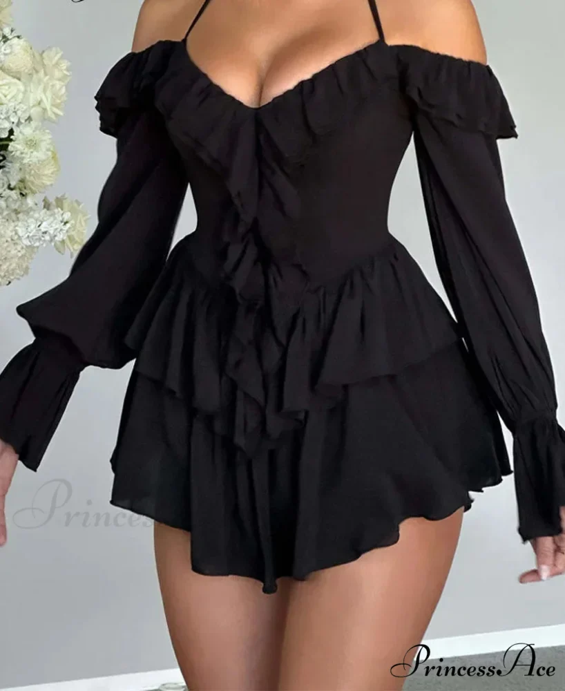 Frilly Flounce Sleeve Short Dress - Image 3