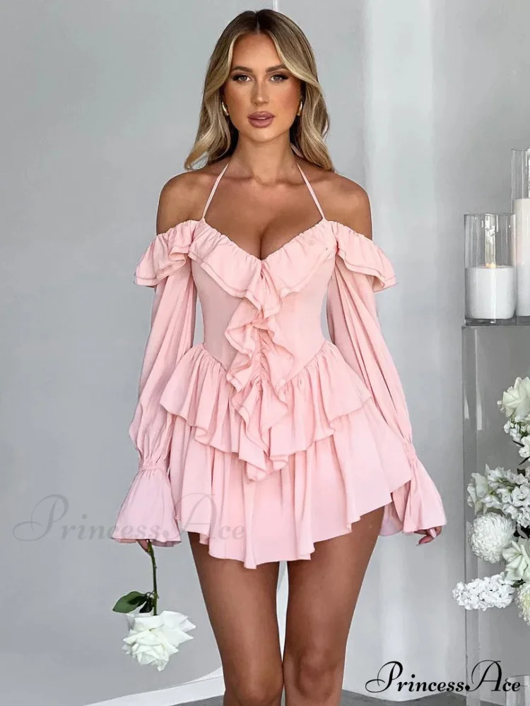 Frilly Flounce Sleeve Short Dress - Image 5