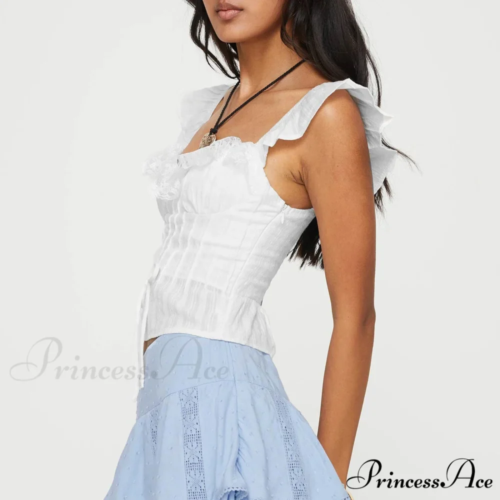 Frilly Ruffles Fasten-Up Crop Top - Image 4