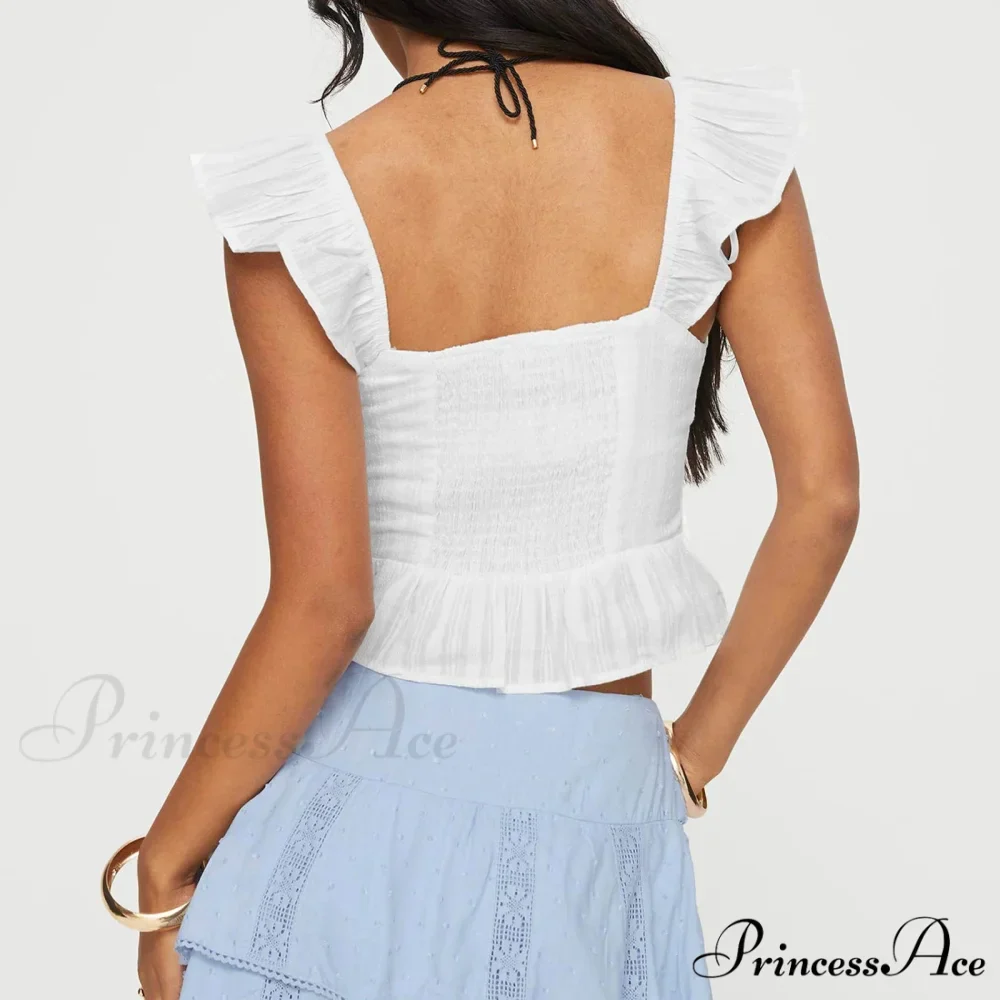 Frilly Ruffles Fasten-Up Crop Top - Image 5